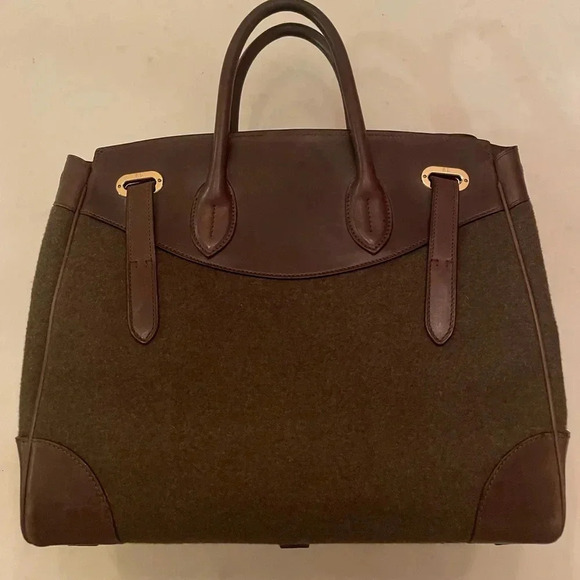 Ralph Lauren Collection Ricky 33 Bag Wool Leather Runway 2005 Satchel Purse - Picture 6 of 11